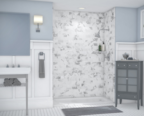 [31] Calacatta White - 3wall_Shower_3x6 SIMTILE